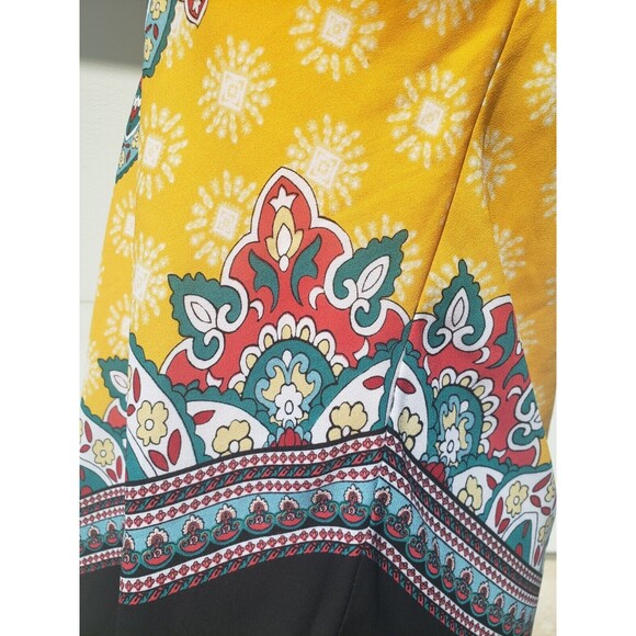 BCX V-Hem Scarf Tank Small Yellow Multi Printed Allover Mandala Sleeveless - Picture 6 of 14